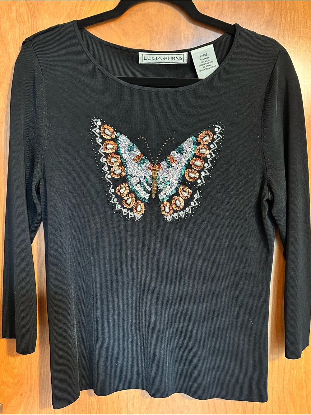 Vintage Lucia Burns Sequin Butterfly Top - Size L